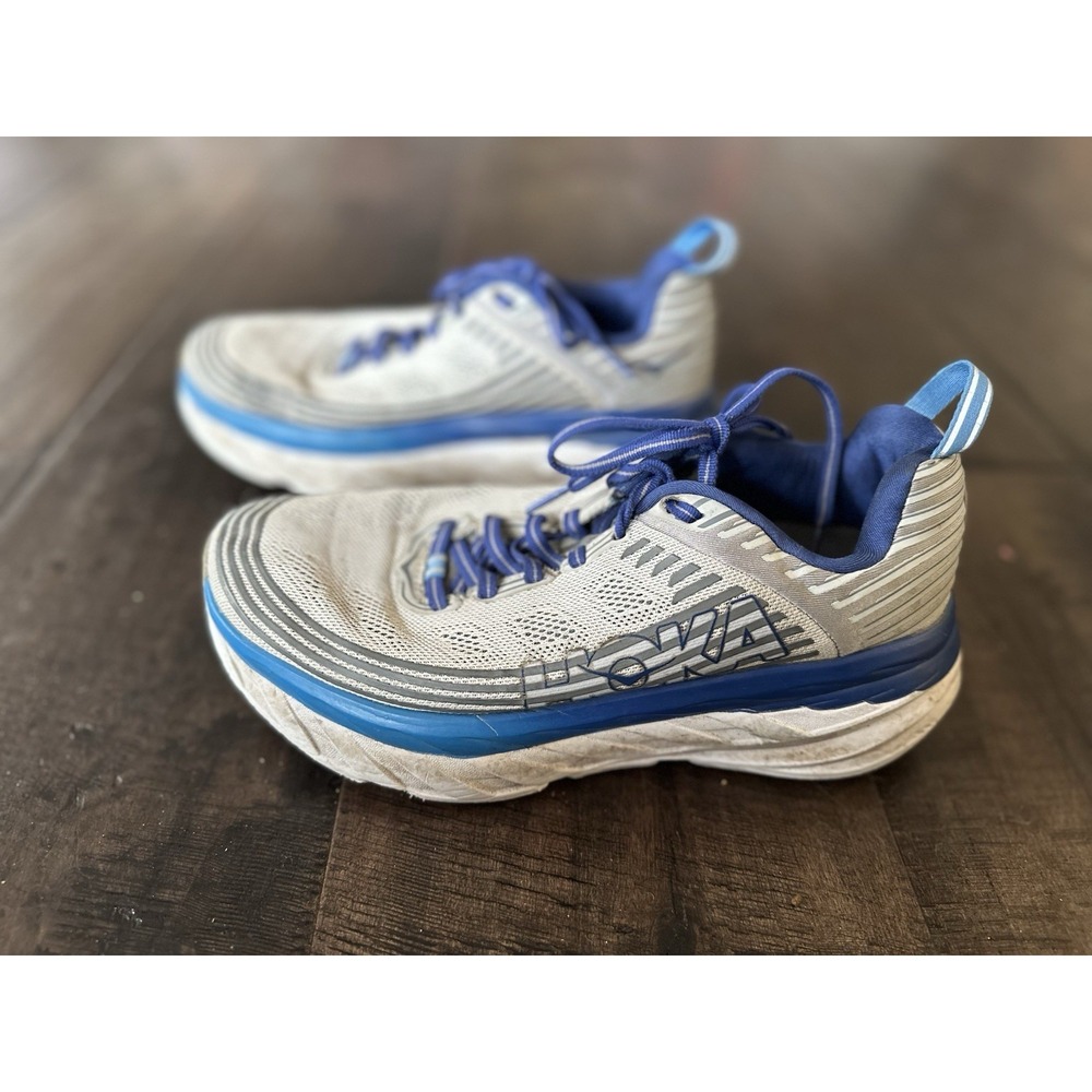 Hoka One One Size 7 2E Bondi 6 Gray Blue Running Athletic Shoes 1019271